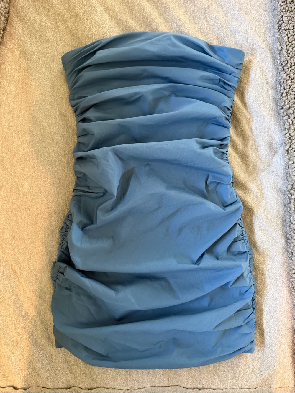 SUPER CUTE worn once! Strapless Ruched Blue Mini Dress